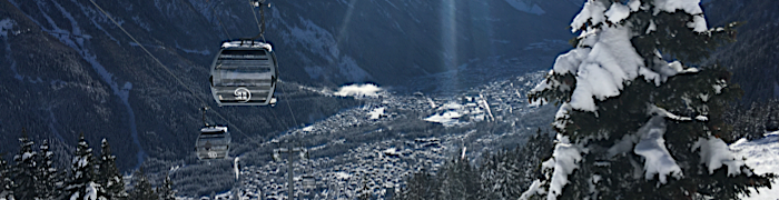 Chamonix in winter Flegere ski lift