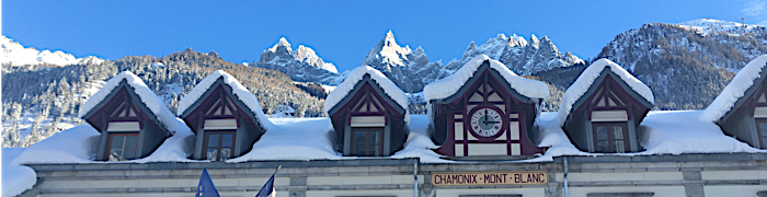 Chamonix in winter at the train station